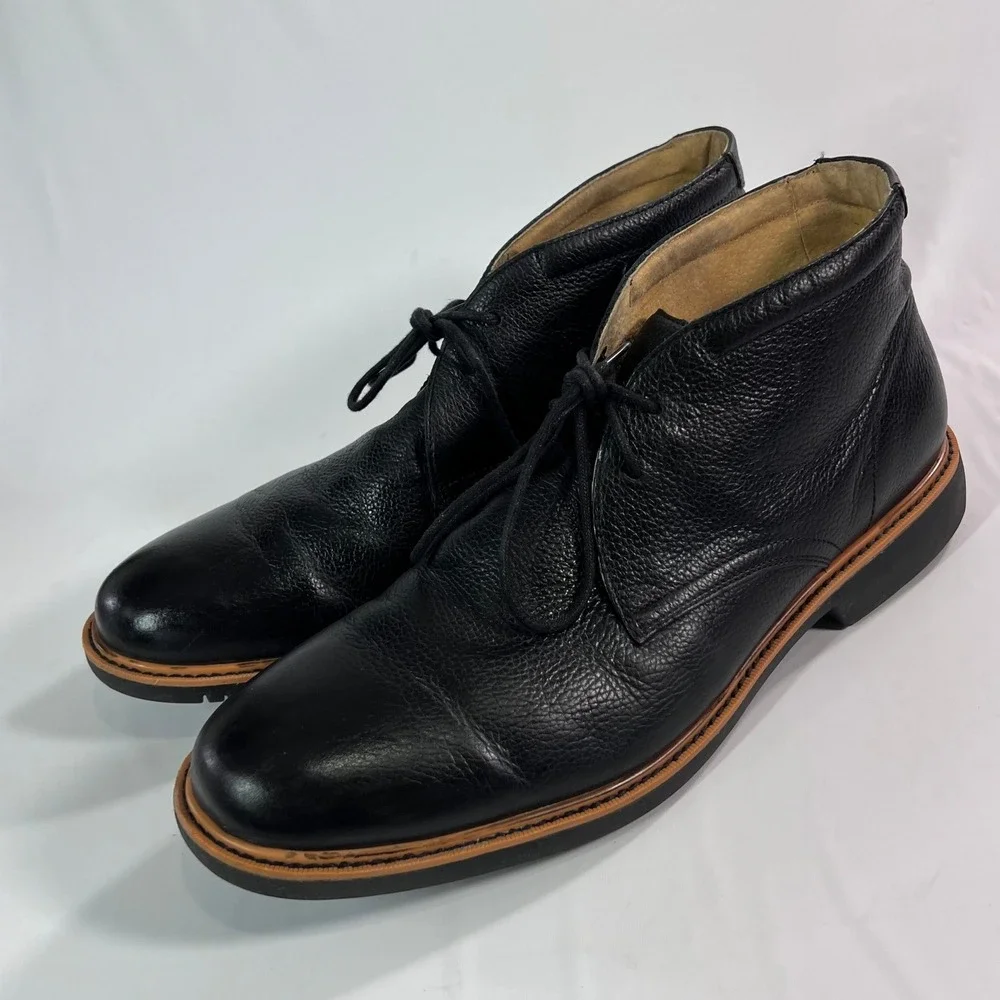 Cole‎ Haan Great Jones Mens Size 11.5M Black Pebbled Leather Chukka Boots C12686